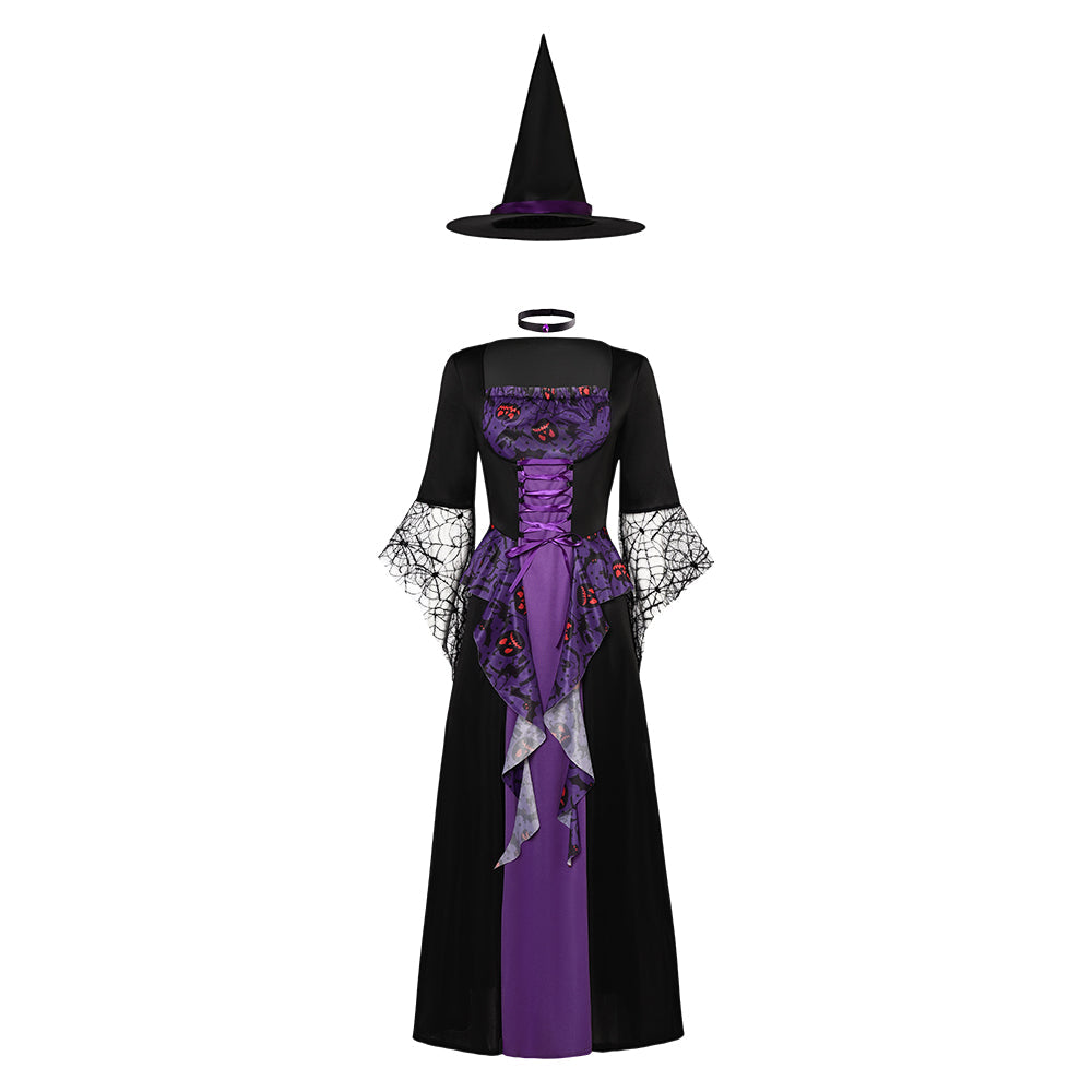 Damen Hexenkleid Cosplay Kostüm Outfits Halloween Karneval Anzug Kleid Halloween