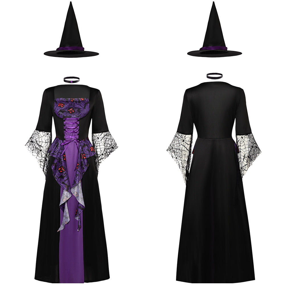 Damen Hexenkleid Cosplay Kostüm Outfits Halloween Karneval Anzug Kleid Halloween