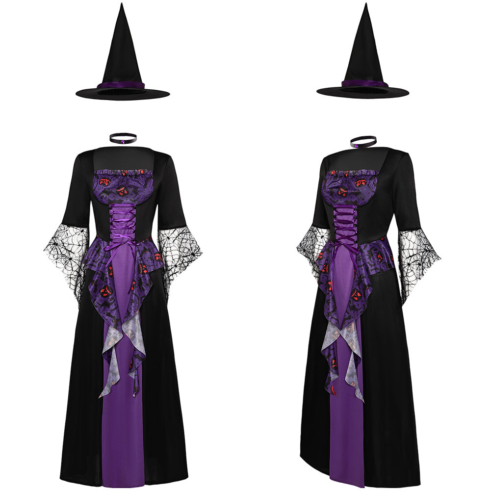 Damen Hexenkleid Cosplay Kostüm Outfits Halloween Karneval Anzug Kleid Halloween