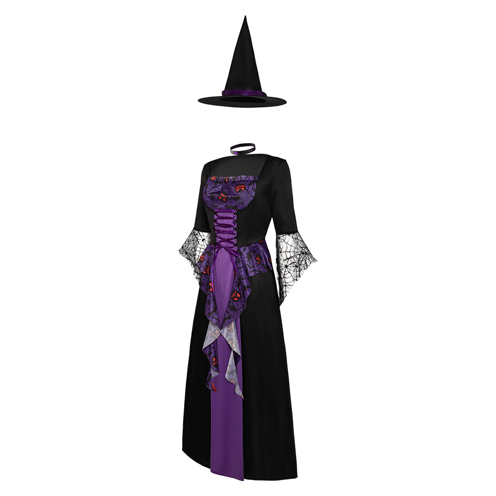 Damen Hexenkleid Cosplay Kostüm Outfits Halloween Karneval Anzug Kleid Halloween