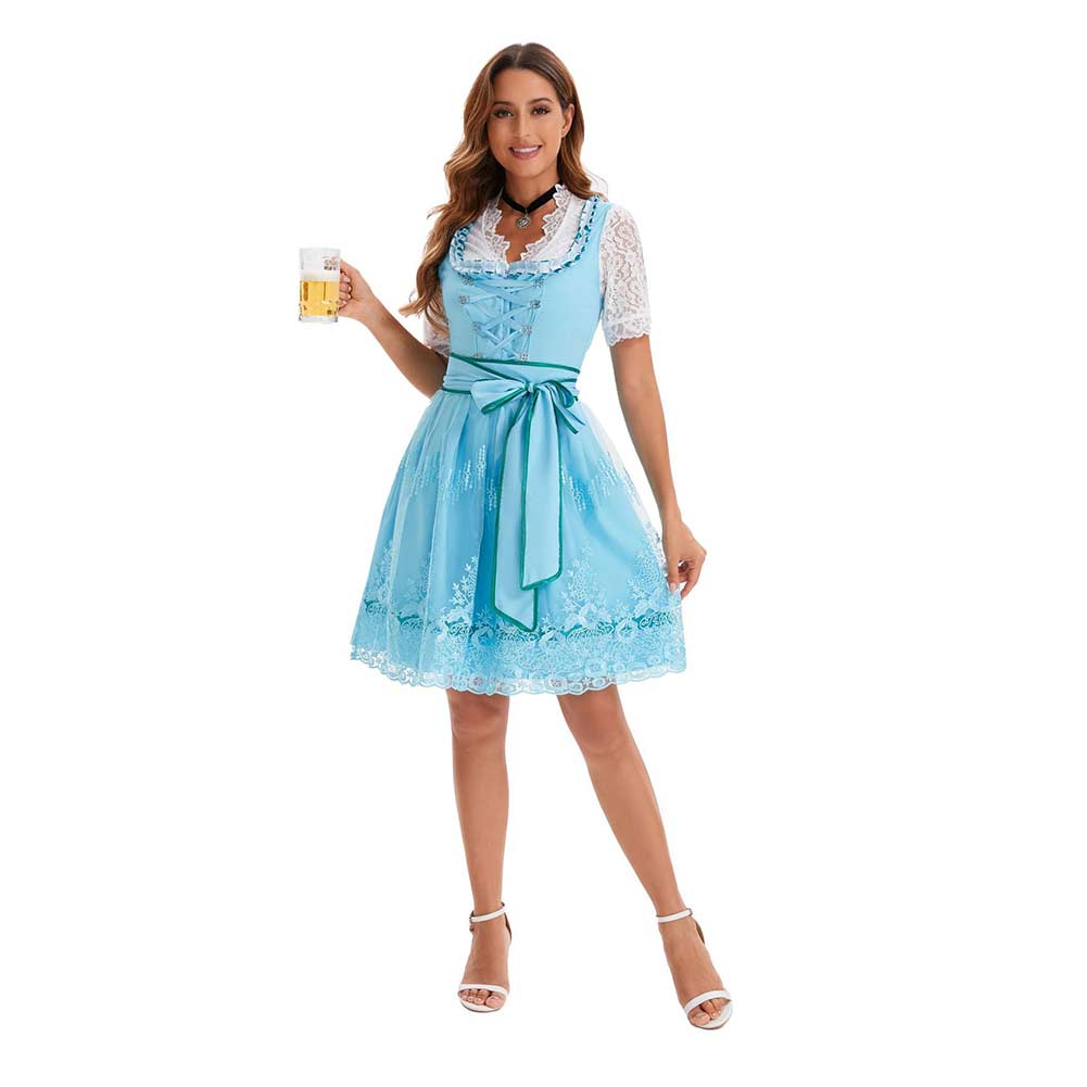 Damen Kleid Oktoberfest Münchner Bierfest Cosplay Kostüm Outfits Halloween Faschingsanzug