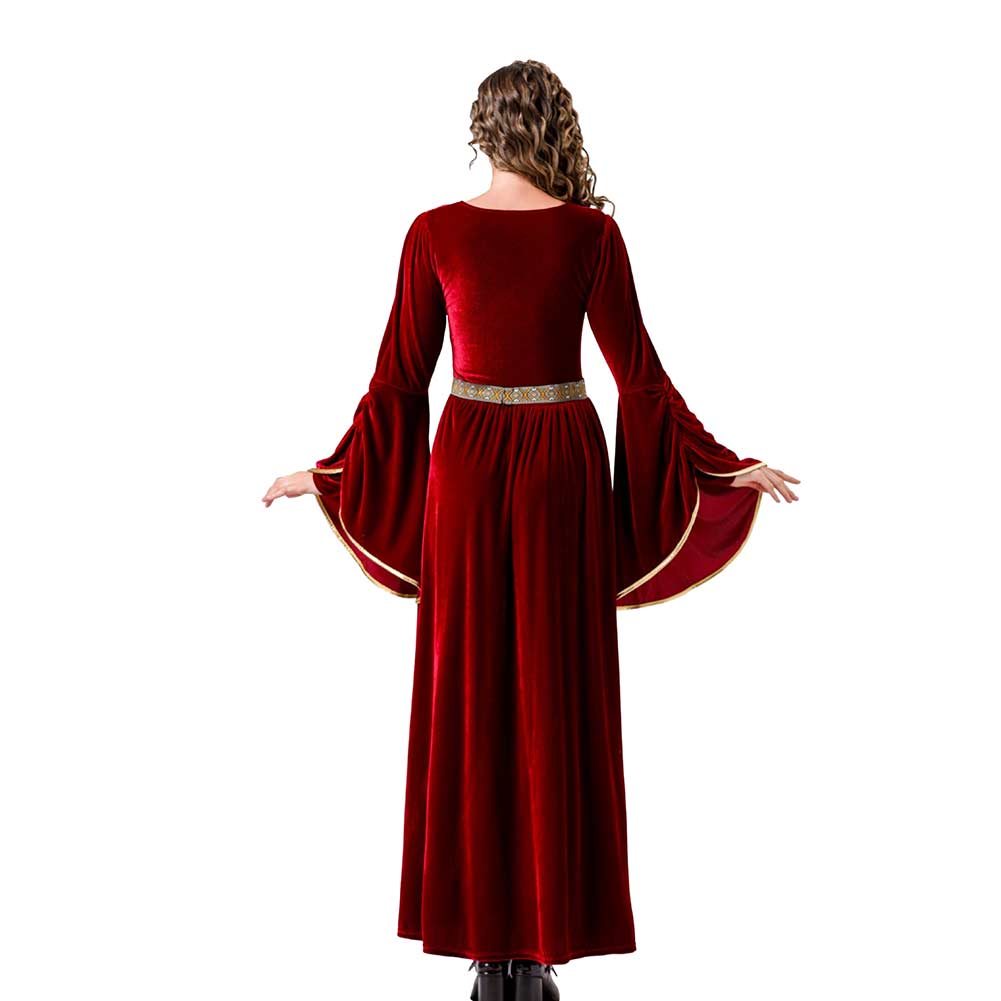 Damen Renaissance Flare Ärmel Langes Kleid MedievalCosplay Kostüm Outfits Halloween Karneval Anzug