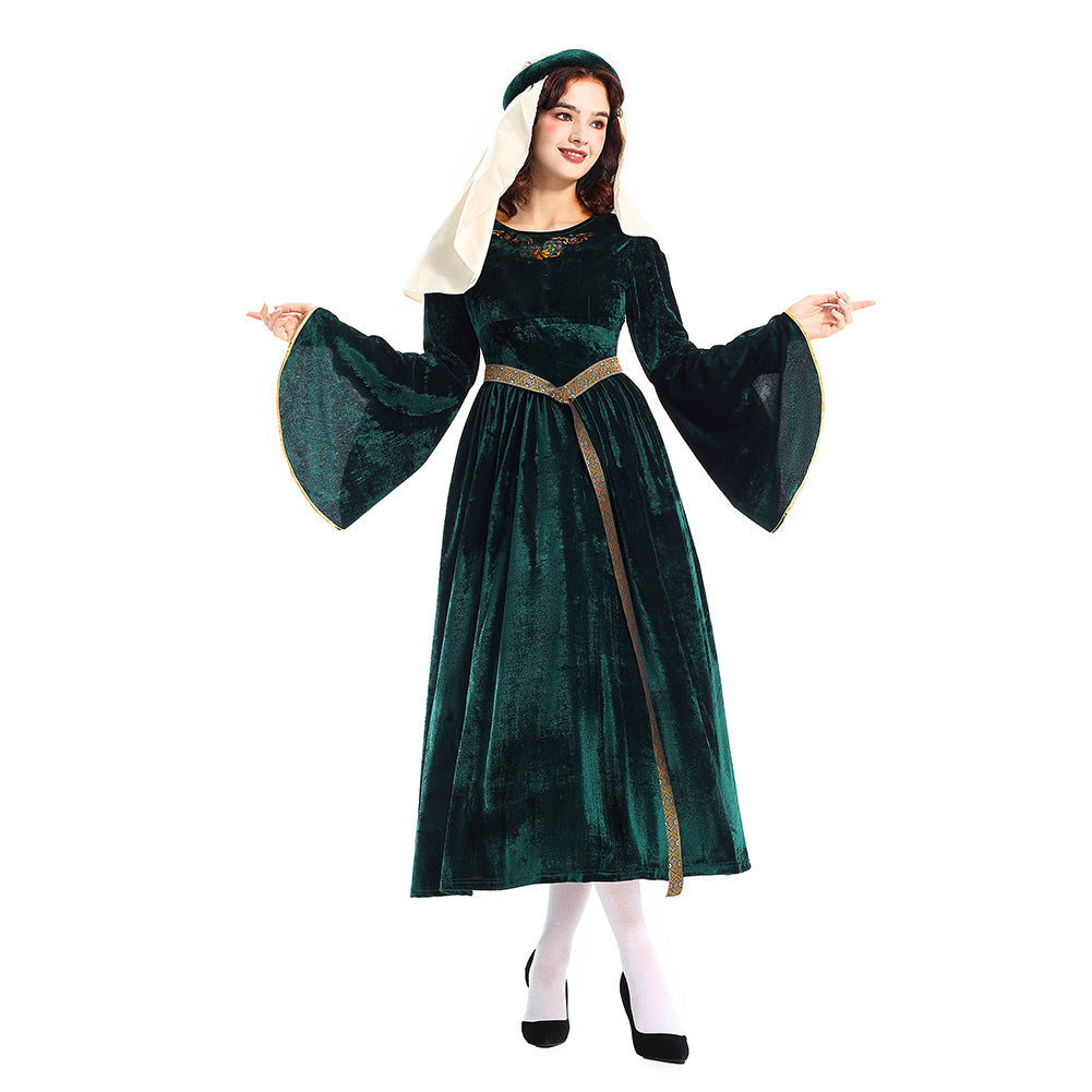 Damen Renaissance Hexenkleid Cosplay Kostüm Outfits Halloween Karneval Anzug