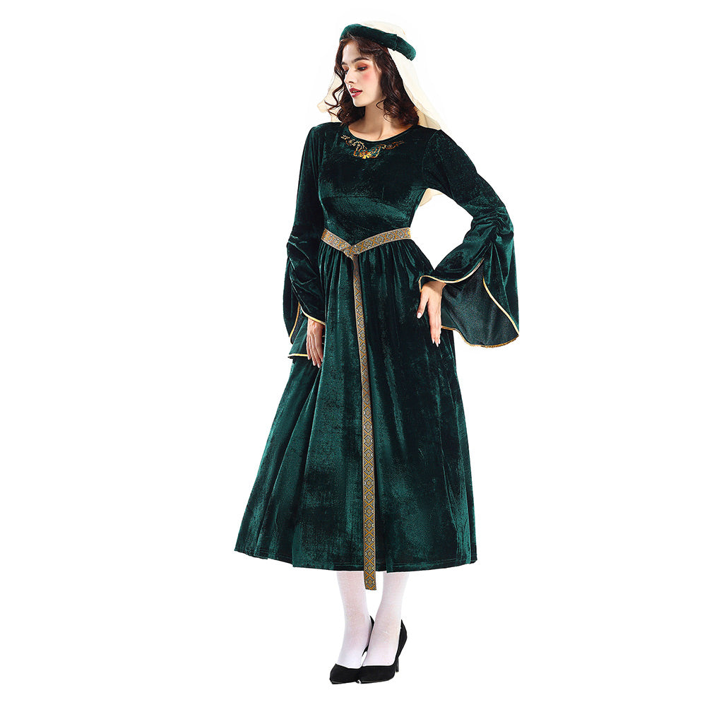 Damen Renaissance Hexenkleid Cosplay Kostüm Outfits Halloween Karneval Anzug