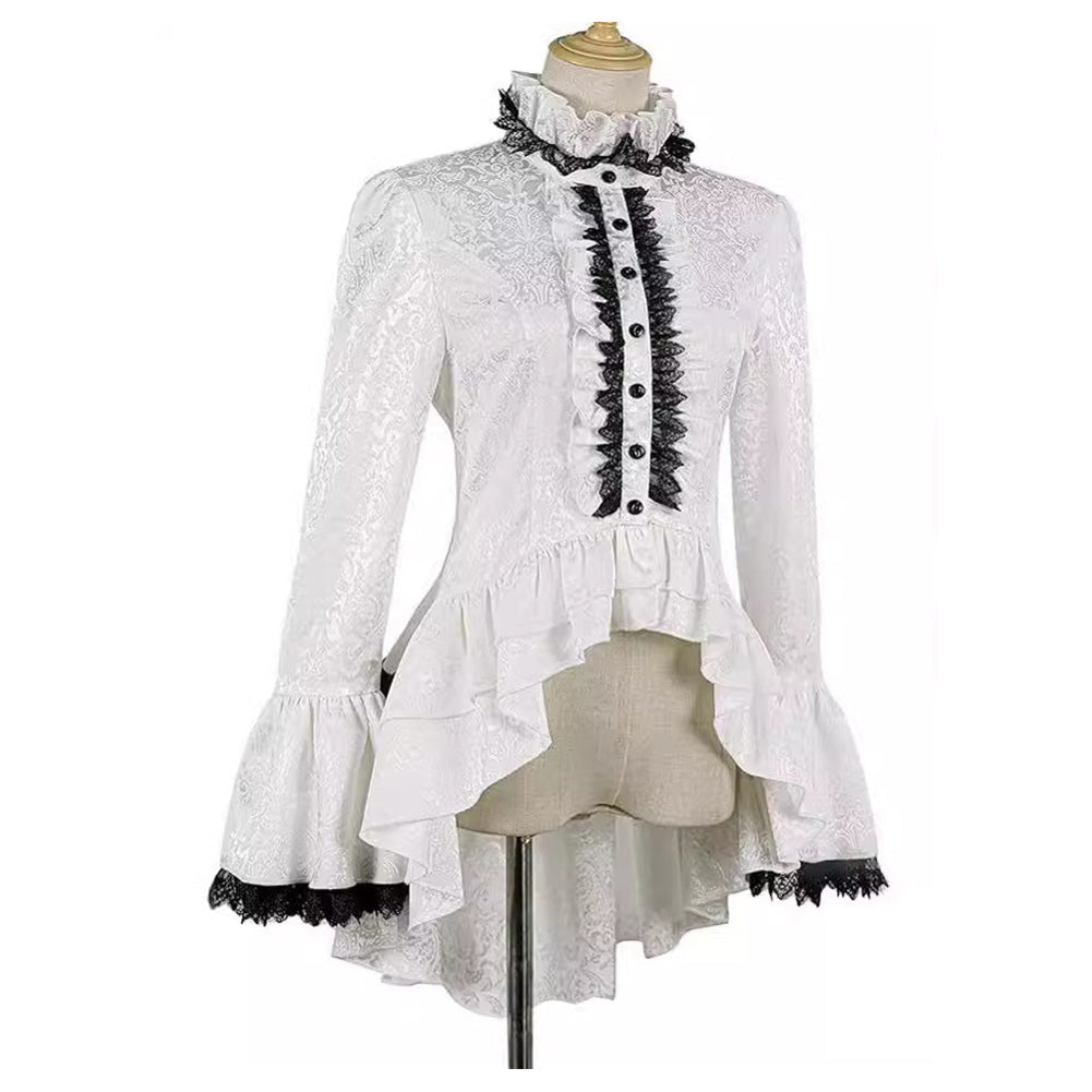 Damen Victorian Gothic Spitze Top Cosplay Kostüm Outfits Halloween Karneval Anzug