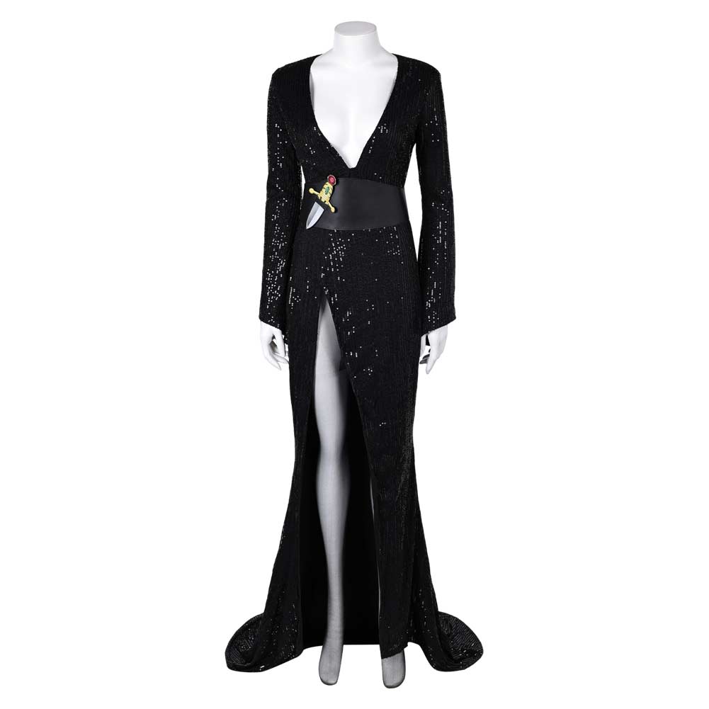 Elvira：Mistress Of The Dark- Elvira schwarz Samt Kleid Cosplay Outfits