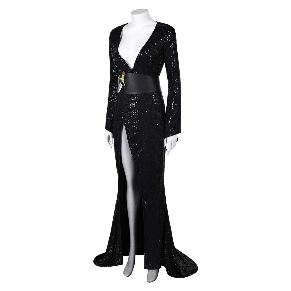 Elvira：Mistress Of The Dark- Elvira schwarz Samt Kleid Cosplay Outfits