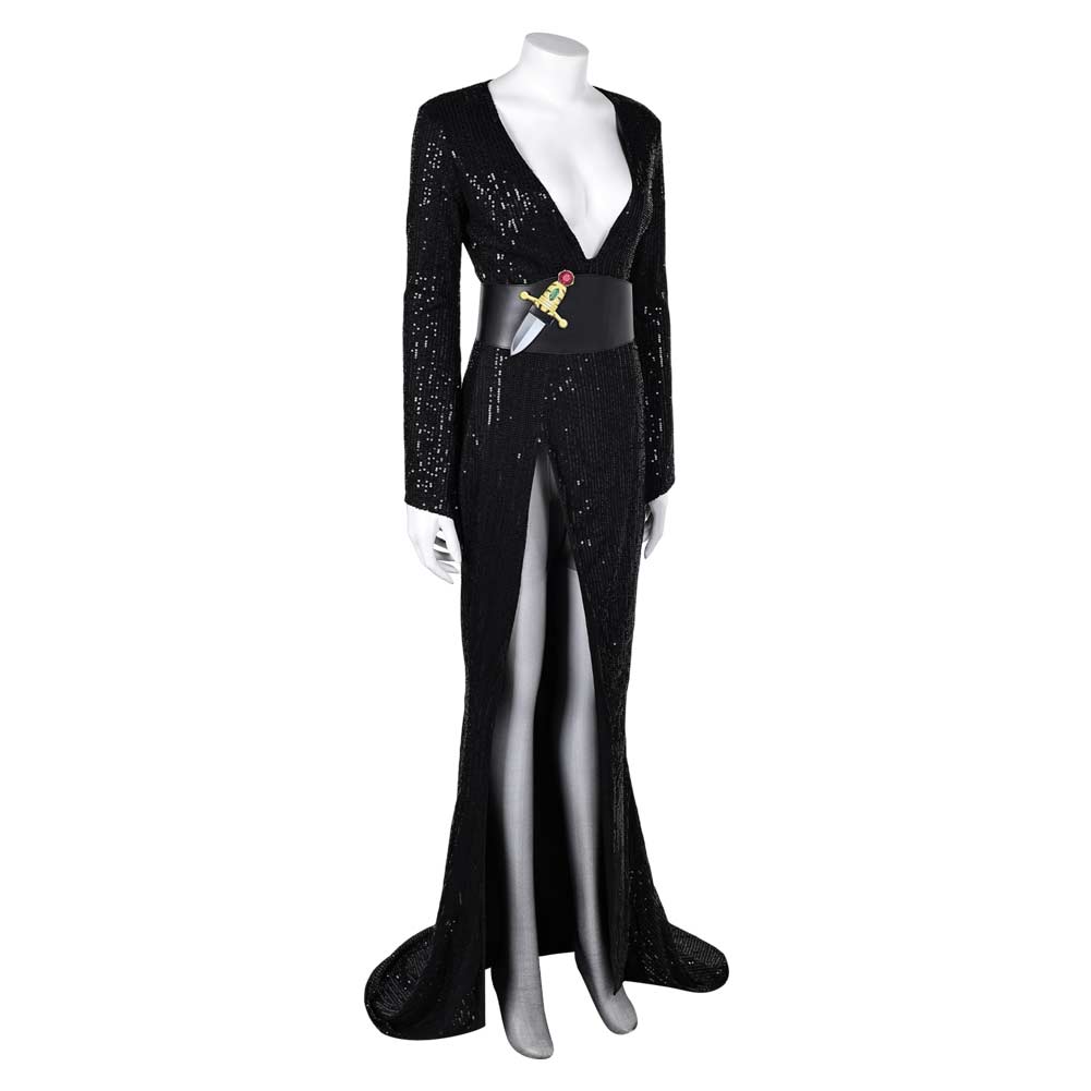 Elvira：Mistress Of The Dark- Elvira schwarz Samt Kleid Cosplay Outfits