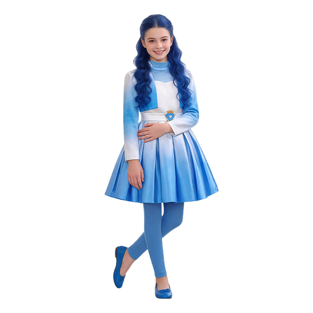 Evie blau Mädchen Kostüm Set Descendants Evie Cosplay Outfit