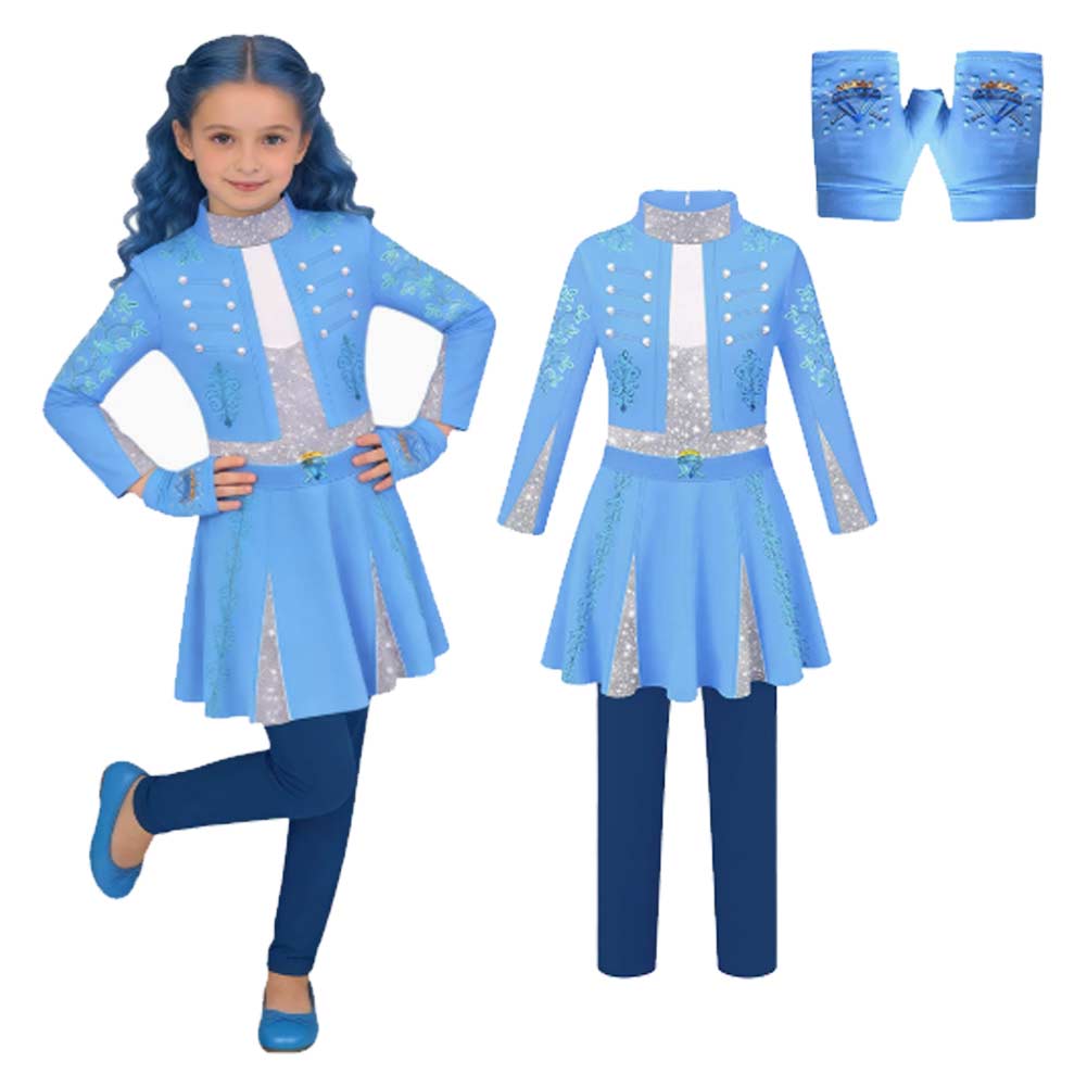 Evie Descendants blau Kostüm Set Mädchen Evie Cosplay Outfit  