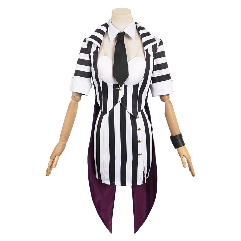 Halloween HORROR Beetlejuice Weiß-Schwarz Damen Cosplay Kostüm Set