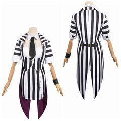 Halloween HORROR Beetlejuice Weiß-Schwarz Damen Cosplay Kostüm Set