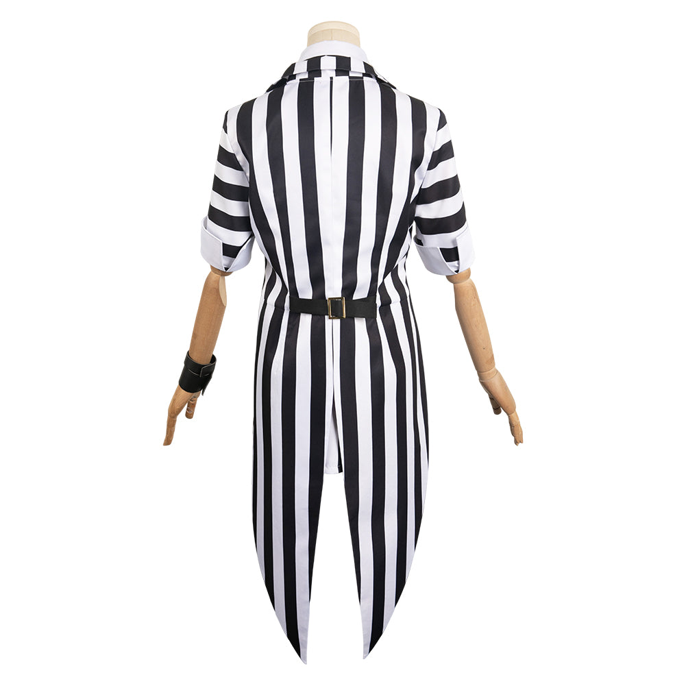 Halloween HORROR Beetlejuice Weiß-Schwarz Damen Cosplay Kostüm Set