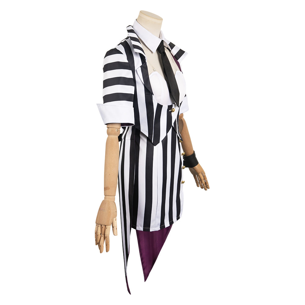 Halloween HORROR Beetlejuice Weiß-Schwarz Damen Cosplay Kostüm Set