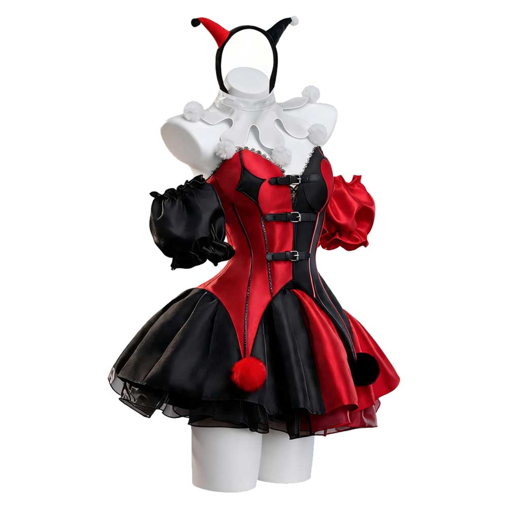 Harley Quinn rot Kleid Damen Clown Halloween Karneval Kostüm