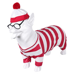 Haustier Where's Waldo Waldo Waldo & Friends Wo ist Walter? Hunde Kleidung rot Kostüm Outfit