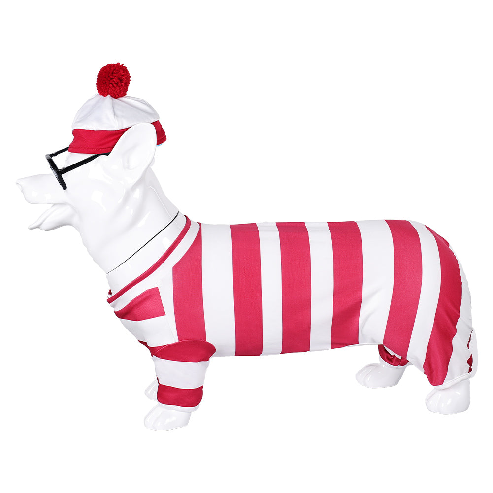 Haustier Where's Waldo Waldo Waldo & Friends Wo ist Walter? Hunde Kleidung rot Kostüm Outfit