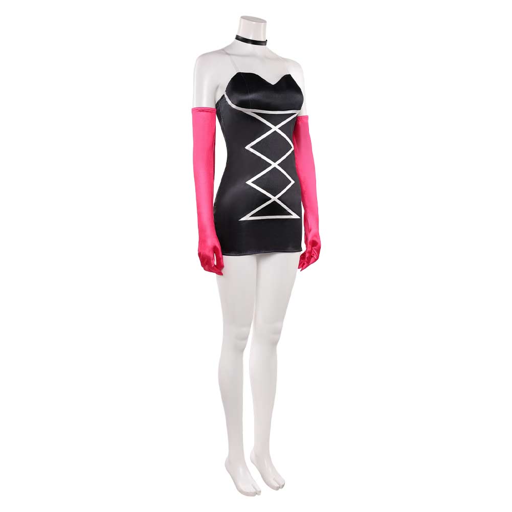 Hazbin Hotel 2025 Angel Dust schwarz Kleid Anthony Cosplay Kostüm	