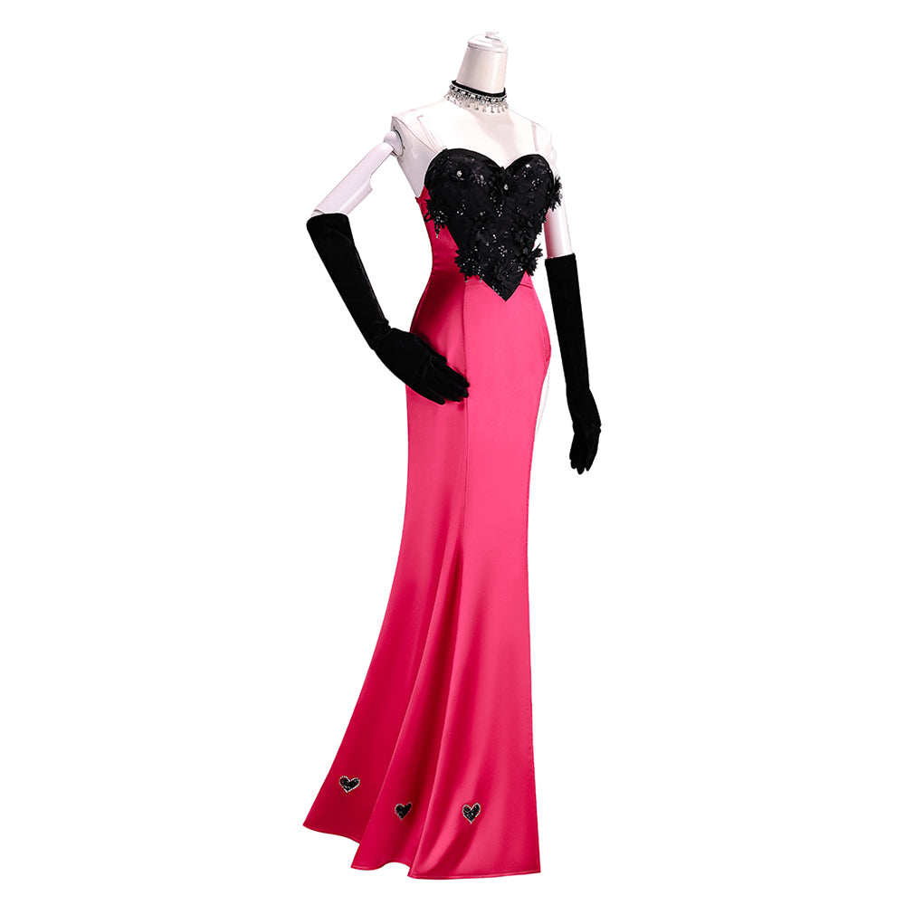 Hazbin Hotel Angel Dust Damen Rosa Kleid Cosplay Kostüm