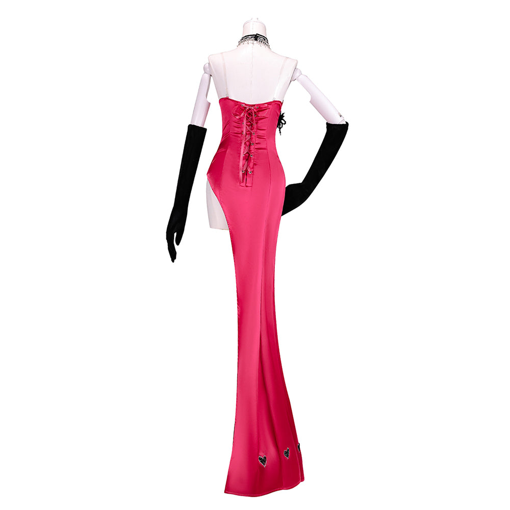 Hazbin Hotel Angel Dust Damen Rosa Kleid Cosplay Kostüm