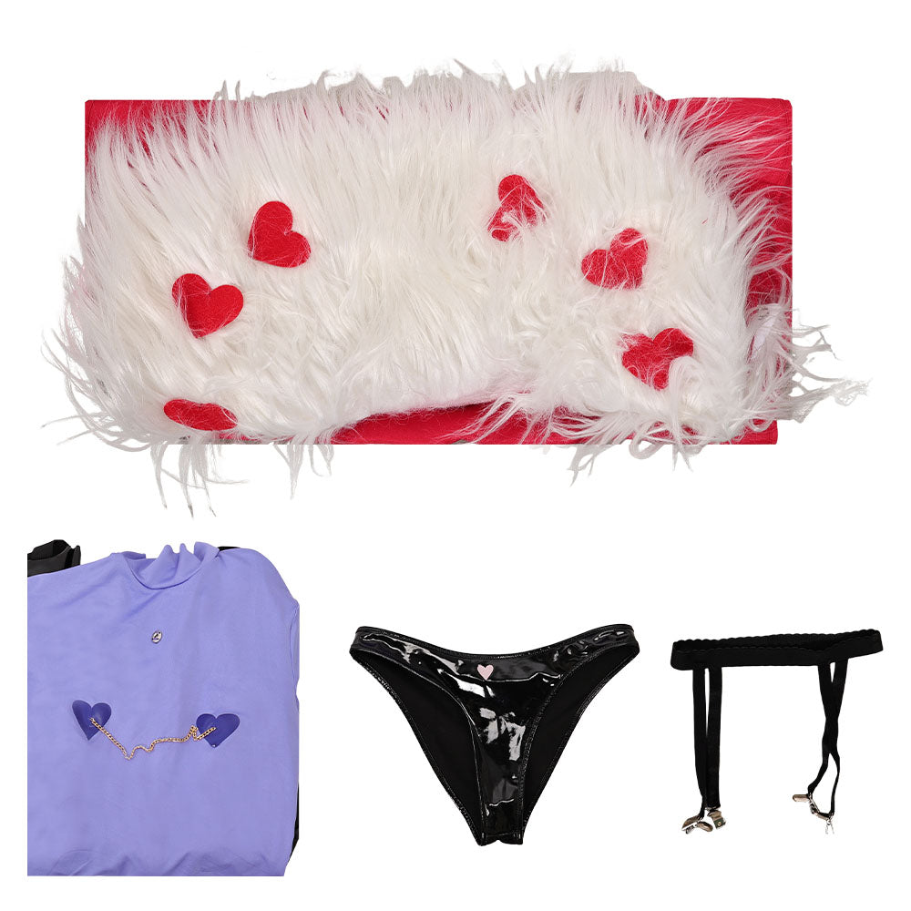 Hellaverse Valentino lila Outfit Hazbin Hotel 2025 Valentino Cosplay Kostüm