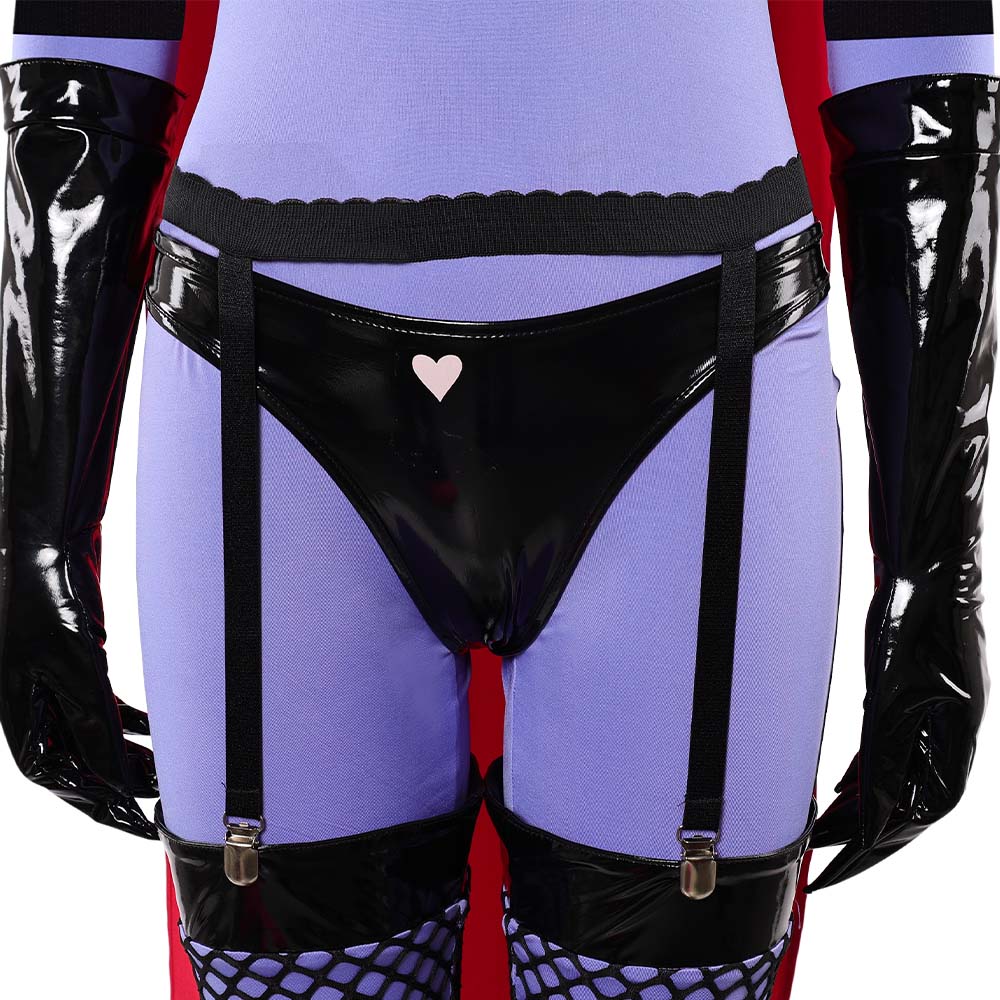 Hellaverse Valentino lila Outfit Hazbin Hotel 2025 Valentino Cosplay Kostüm