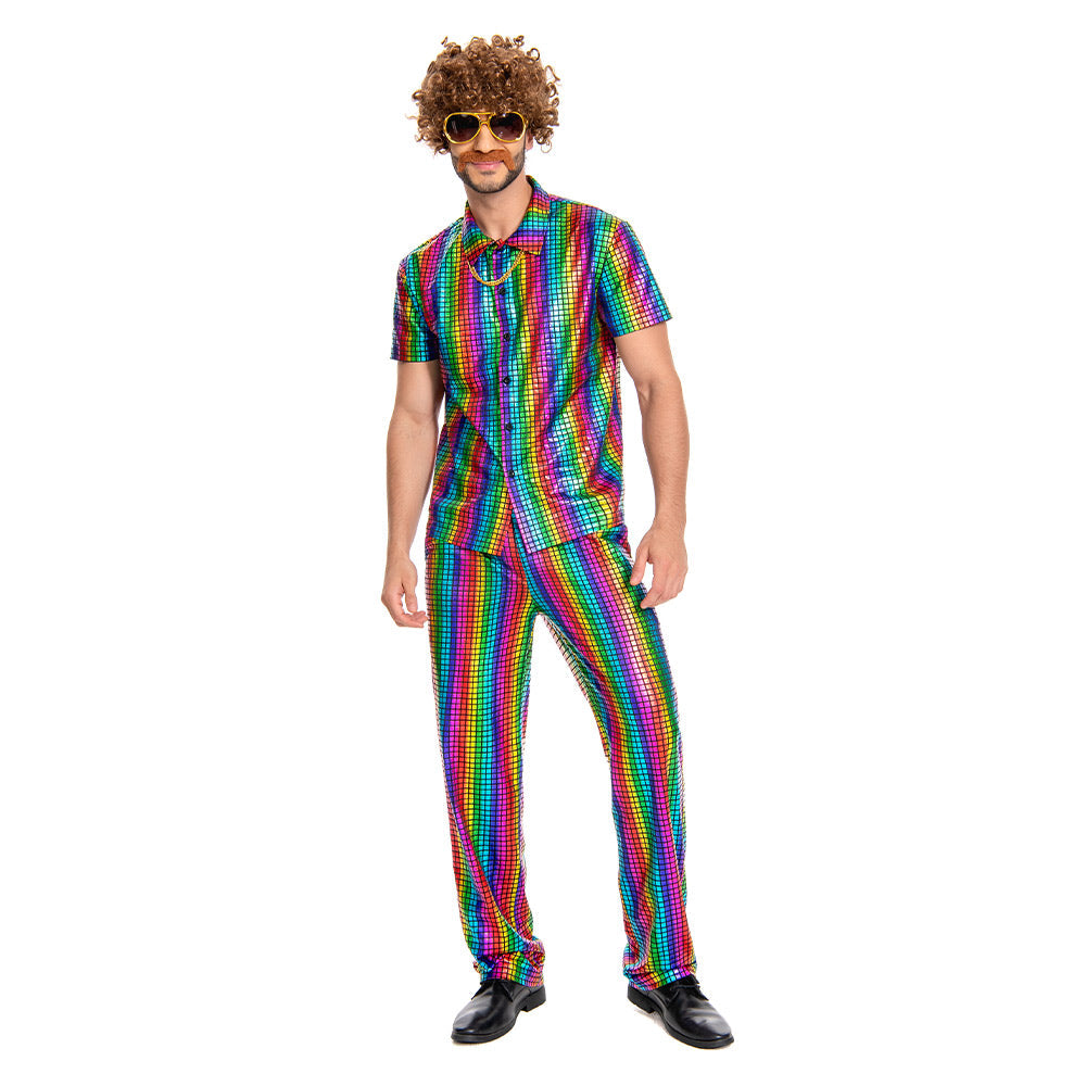 Herren 70er Jahre Cosplay Kostüm Outfits Halloween Karneval Anzug Disco