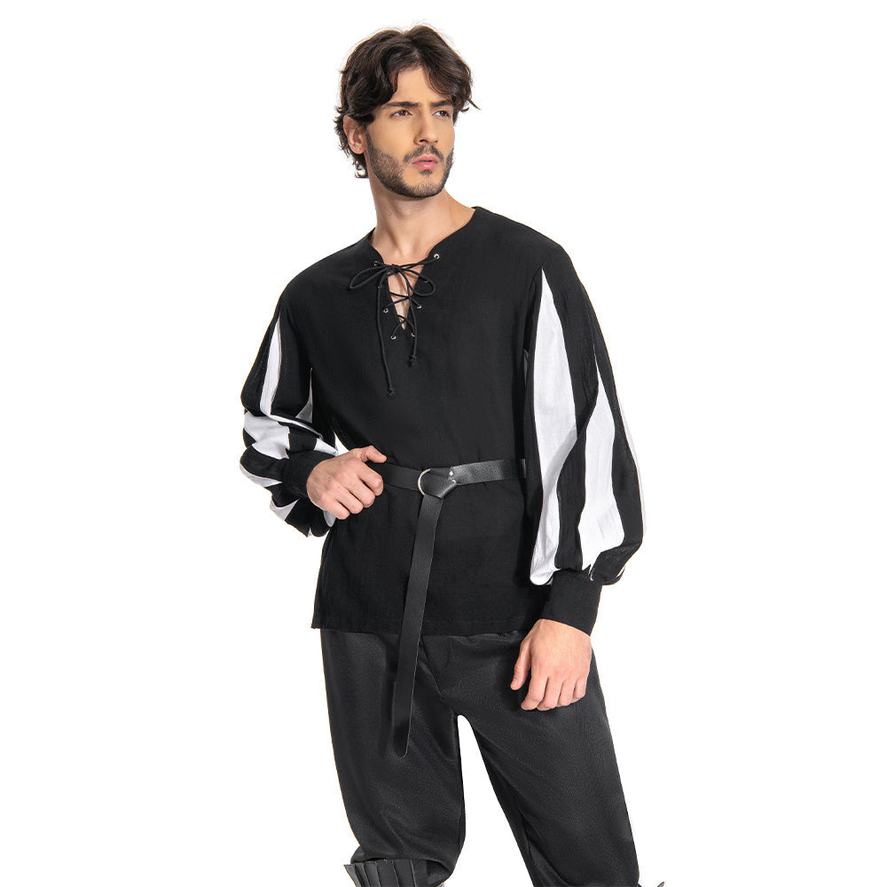 Herren Cosplay Kostüm Outfits Halloween Karneval Anzug Herrenhemd Pirat Mittelalter