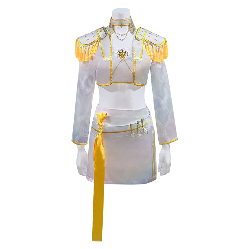 Huntrix Golden Mira weiß KPOP Demon Hunters Mira Kostüm Set