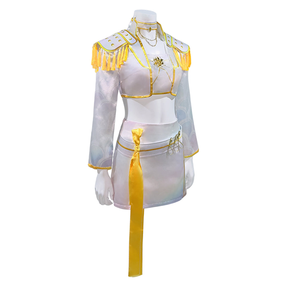 Huntrix Golden Mira weiß KPOP Demon Hunters Mira Kostüm Set