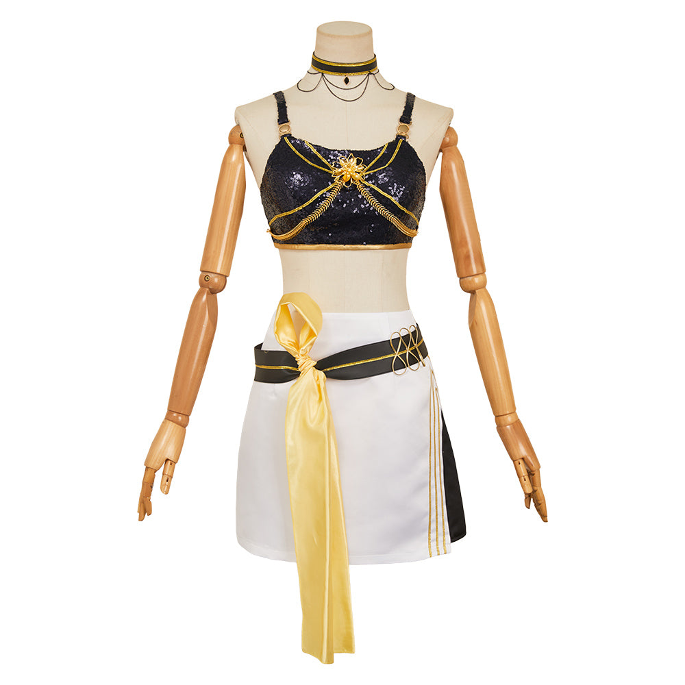 Huntrix Mira Golden schwarz Kostüm Kpop Demon Hunters Mira Cosplay Outfits