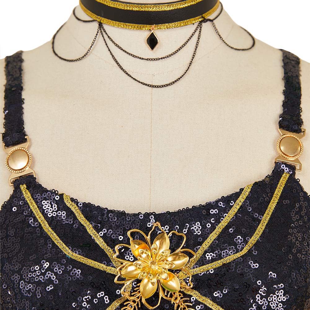 Huntrix Mira Golden schwarz Kostüm Kpop Demon Hunters Mira Cosplay Outfits