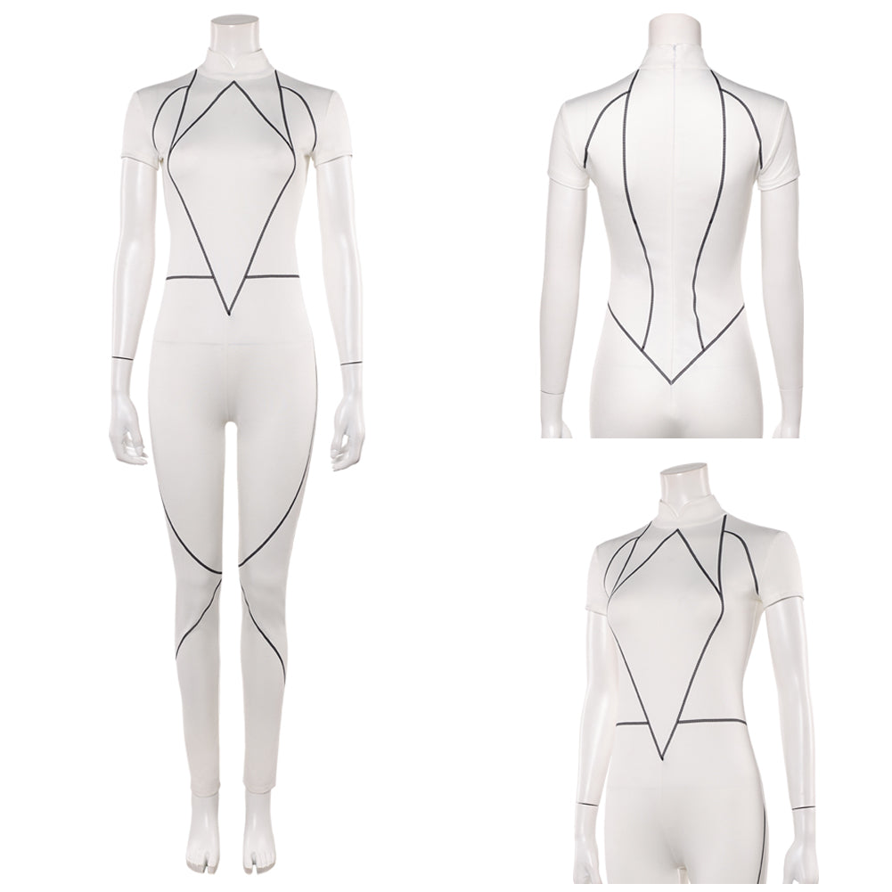 Kali Prasad weiß Jumpsuit Stranger Things Kali Cosplay Outfit