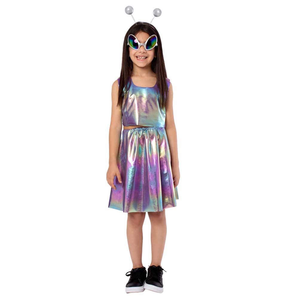 Kinder Mädchen Cosplay Kostüm Kostüme Halloween Karneval Anzug Alien Rollenspiel Kleid Spaltkleid