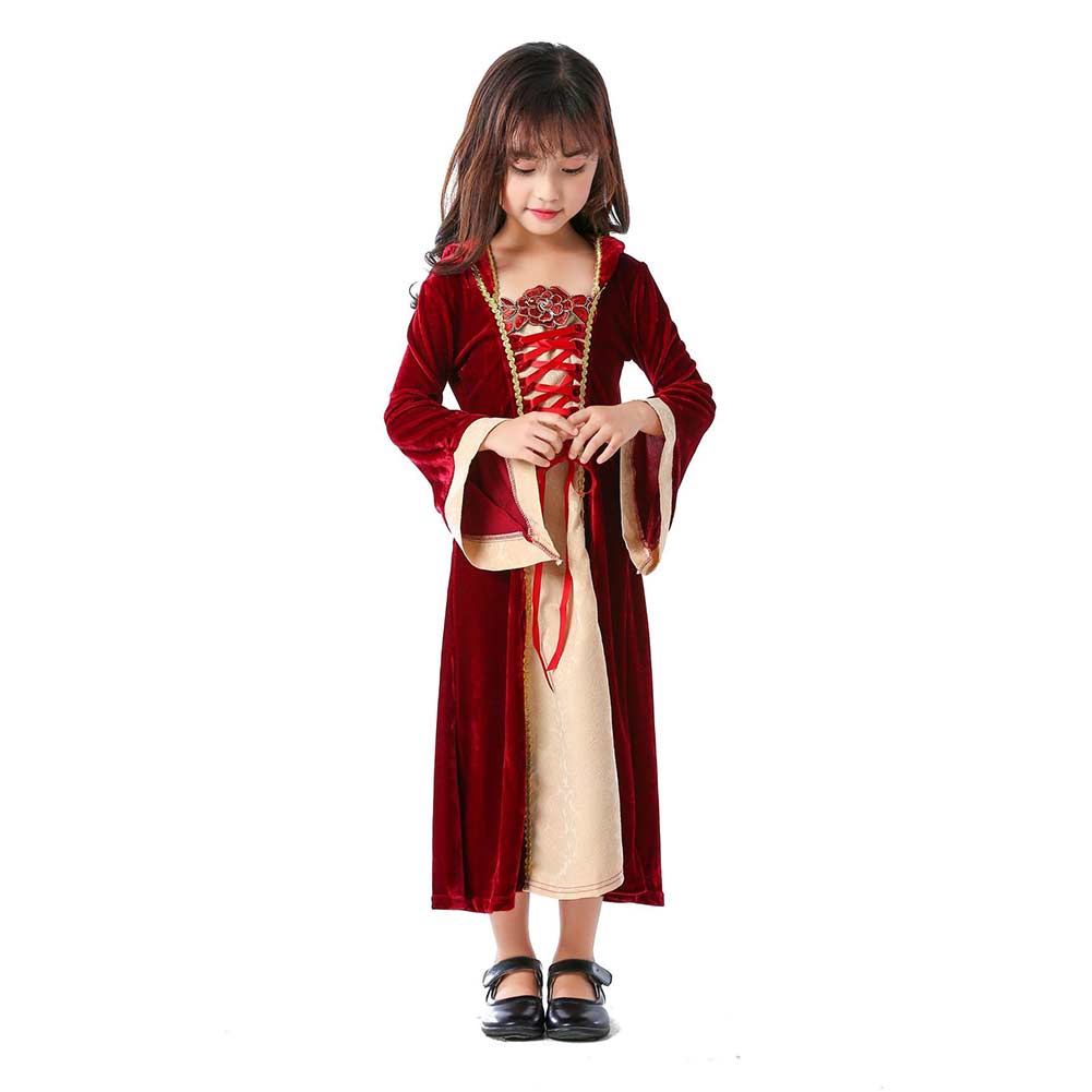 Kinder Mädchen Cosplay Kostüm Kostüme Halloween Karneval Anzug Europäisches Mittelalter Retro Hof Performance Prinzessin Kleid