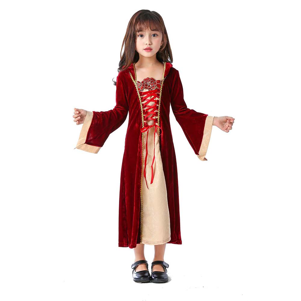 Kinder Mädchen Cosplay Kostüm Kostüme Halloween Karneval Anzug Europäisches Mittelalter Retro Hof Performance Prinzessin Kleid