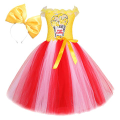 Kinder Mädchen Cosplay Kostüm Outfits Halloween Karneval Anzug Pailletten Popcorn Langes Kleid Mesh Prinzessin Kleid