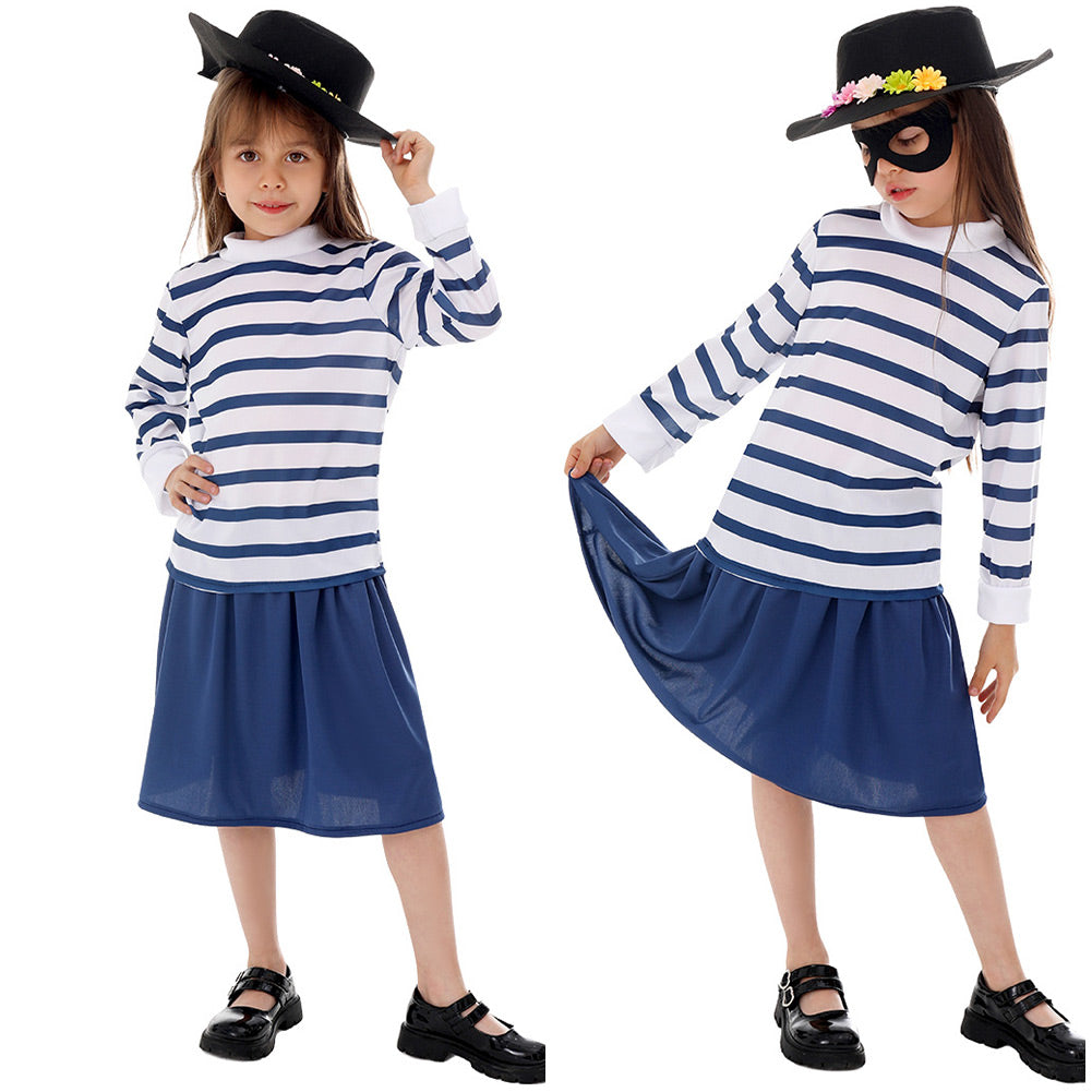 Kinder Mädchen Einbrecher Bill Cosplay Kostüm Outfits Halloween Karneval Anzug