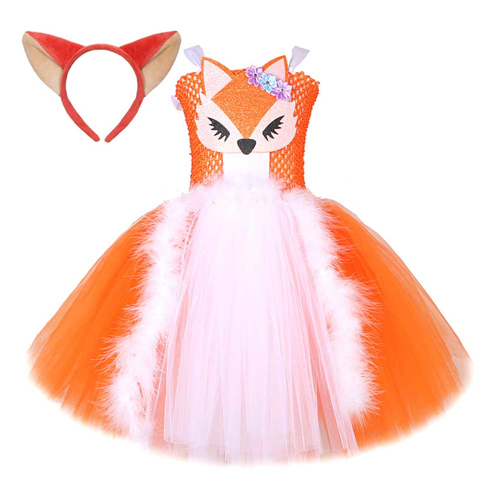 Kinder Mädchen Fuchs Tutu Kleid Cosplay Kostüm Outfits Halloween Karneval Anzug