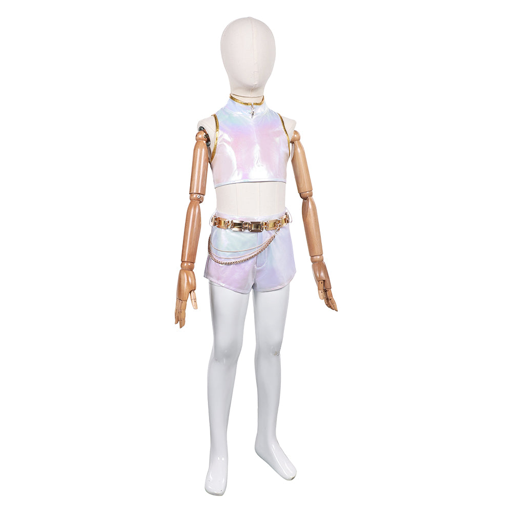 Kinder Mädchen Huntrix Rumi weiß Outfits Kpop Demon Hunters Rumi Cosplay Kostüm