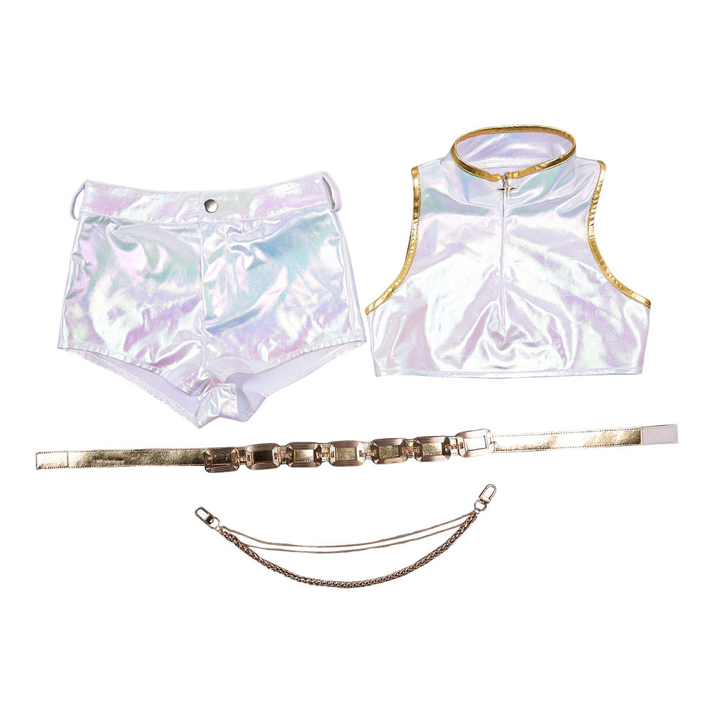 Kinder Mädchen Huntrix Rumi weiß Outfits Kpop Demon Hunters Rumi Cosplay Kostüm
