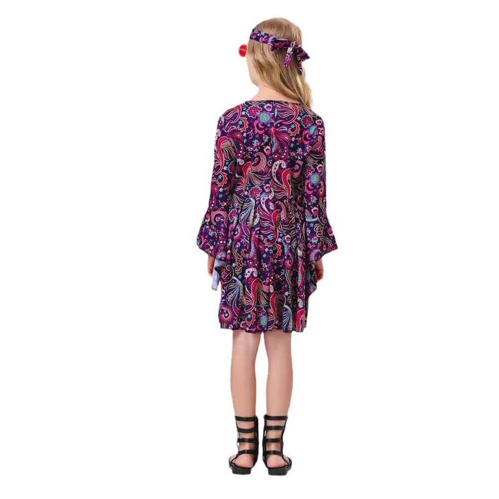 Kinder Mädchen Kleid 70er Jahre Retro Disco Hippie Tanz Kostüm Cosplay Kostüm Outfits Halloween Karneval Anzug