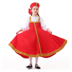 Kinder Mädchen Kleid Cosplay Kostüm Outfits Halloween Karneval Anzug Russische ethnische Kostüm