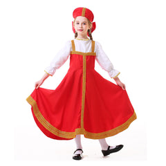 Kinder Mädchen Kleid Cosplay Kostüm Outfits Halloween Karneval Anzug Russische ethnische Kostüm