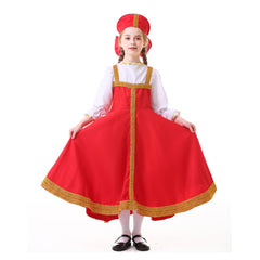 Kinder Mädchen Kleid Cosplay Kostüm Outfits Halloween Karneval Anzug Russische ethnische Kostüm