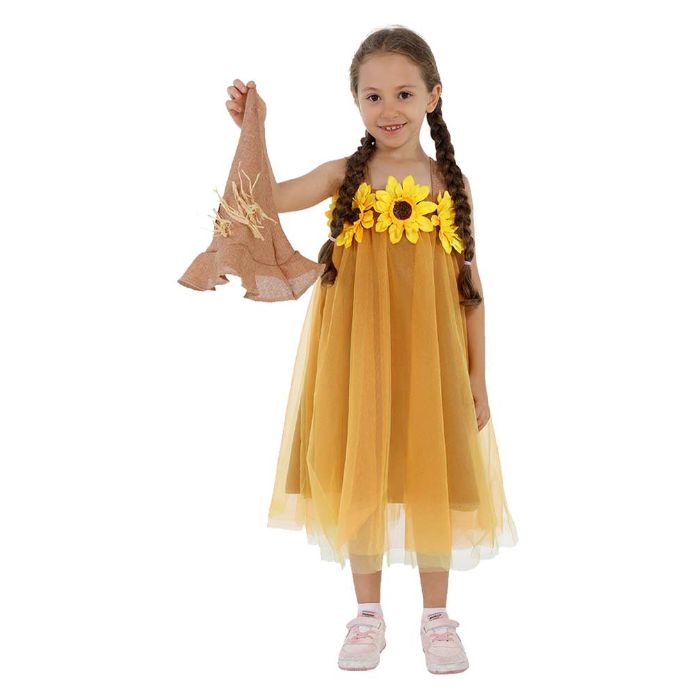 Kinder Mädchen Kleid Cosplay Kostüm Outfits Halloween Karneval Anzug Vogelscheuche Puppe Performance Kostüm