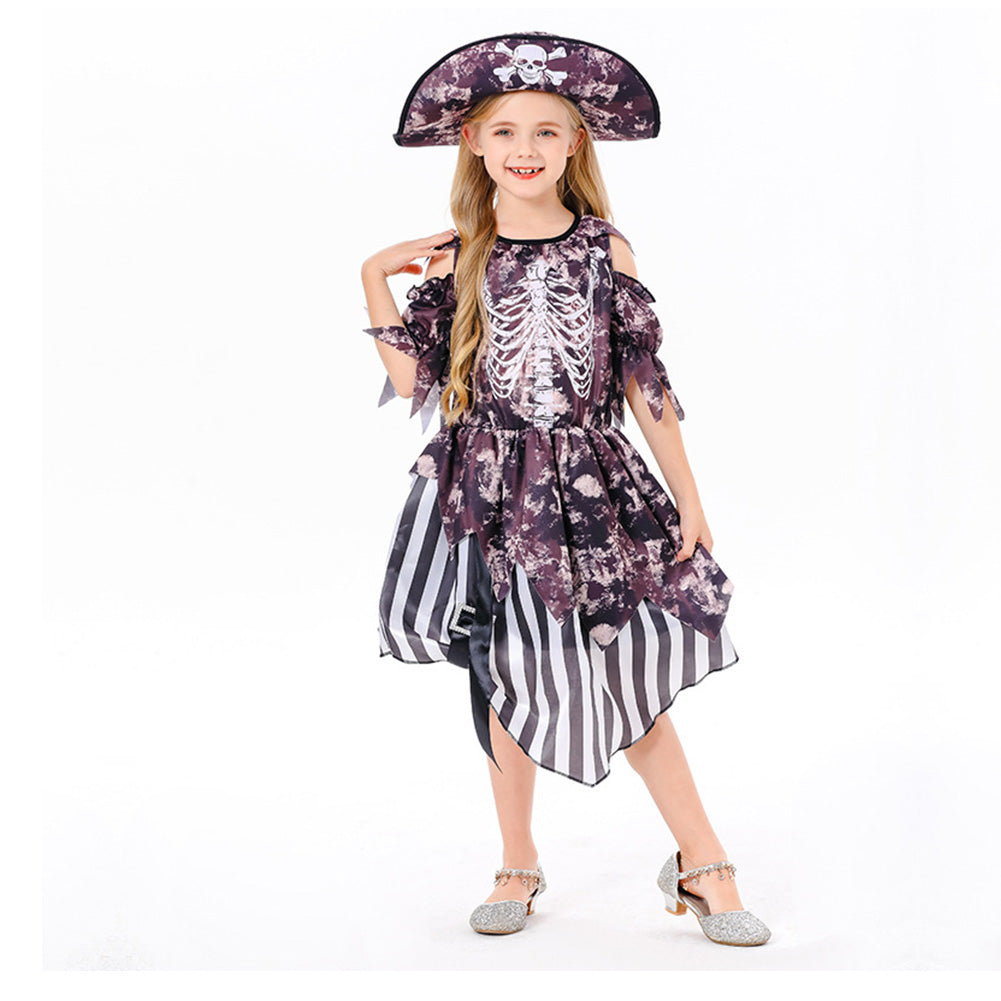 Kinder Mädchen Kleid Piraten Cosplay Kostüm Outfits Halloween Karneval Anzug