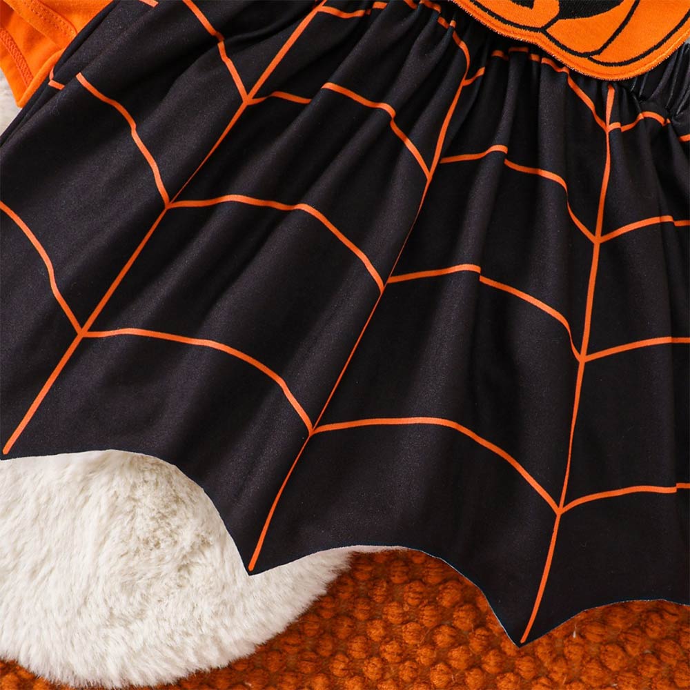 Kinder Mädchen Kürbis Kleid Geist Gesicht Riemen Rock Cosplay Kostüm Outfits Halloween Karneval Anzug