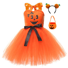 Kinder Mädchen Kürbis tutu Kleid Festival Rollenspiel Cosplay Kostüm Outfits Halloween Karneval Anzug