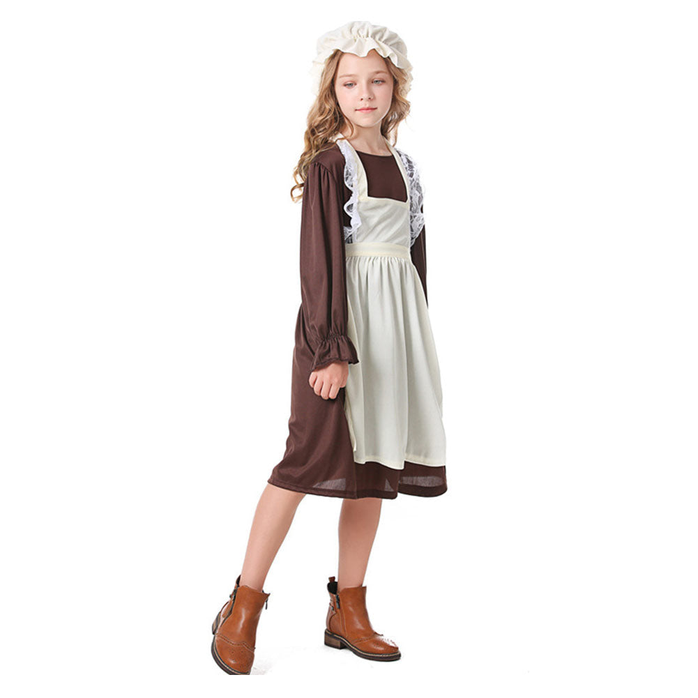 Kinder Mädchen Mittelalterliche Europäische Koloniale Alte Dame Cosplay Kostüm Outfits Halloween Karneval Anzug